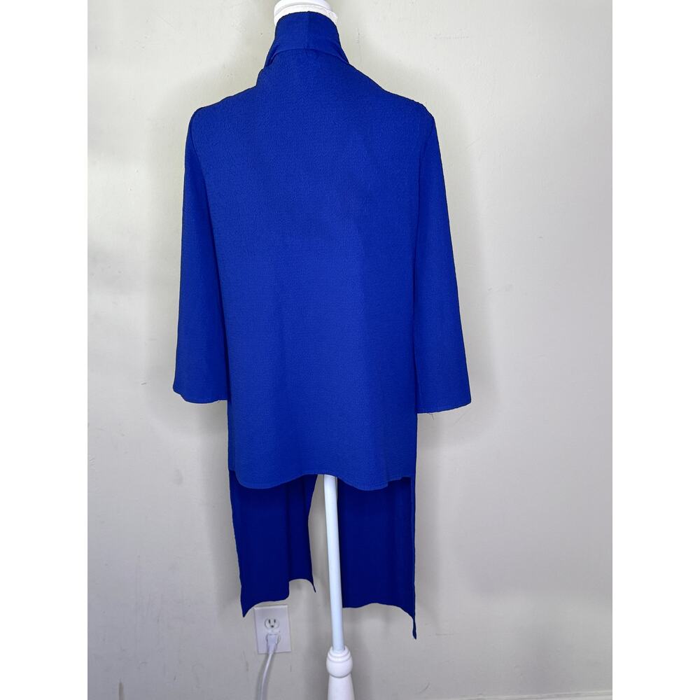 Travelers Collection by Chico's Navy Blue Crepe Hi Lo Cardigan Jacket Size 0 - Picture 3 of 5
